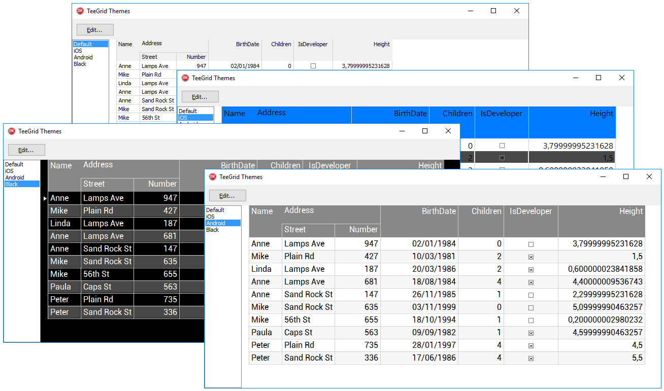 TeeGrid for VCL/FMX screenshot